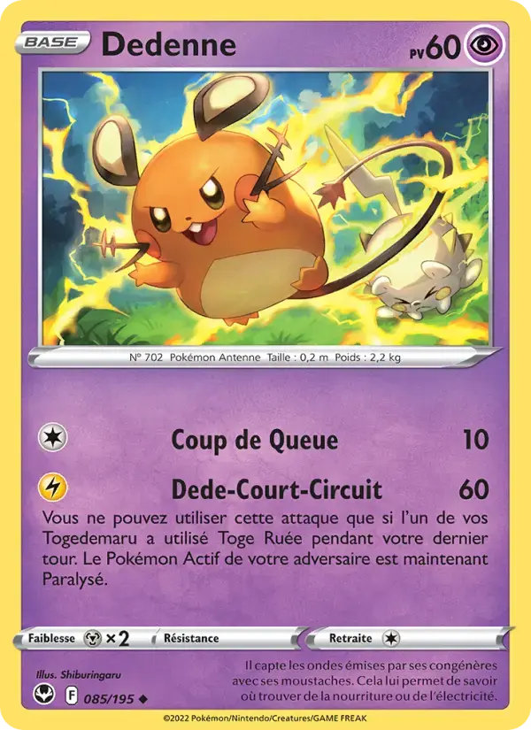 Carte Pokémon Dedenne #085 — Tempête Argentée