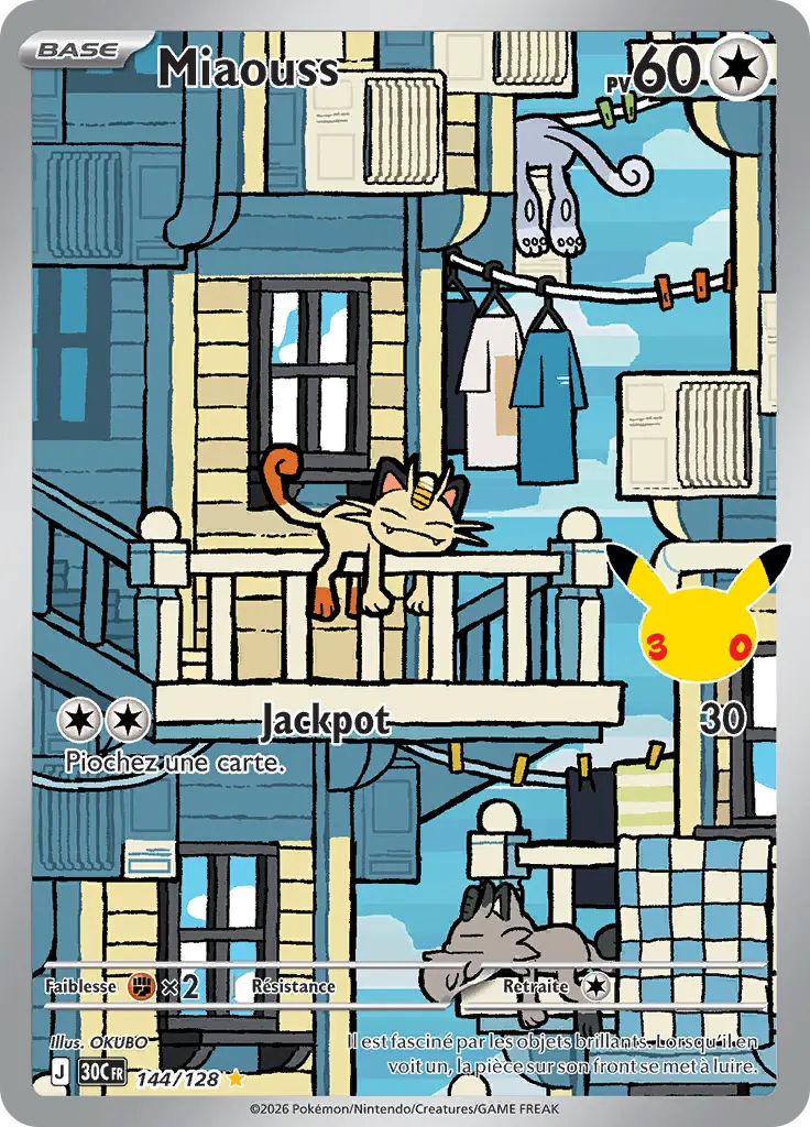 Carte Pokémon Miaouss #144 — 30ᵉ Anniversaire