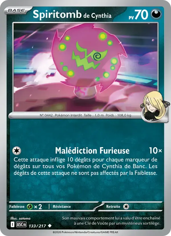 Carte Pokémon Spiritomb de Cynthia #133 — Héros Transcendants