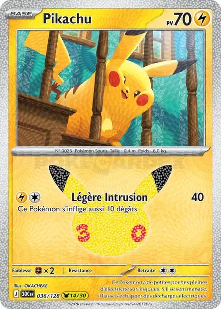 Carte Pokémon Pikachu #036 — 30ᵉ Anniversaire