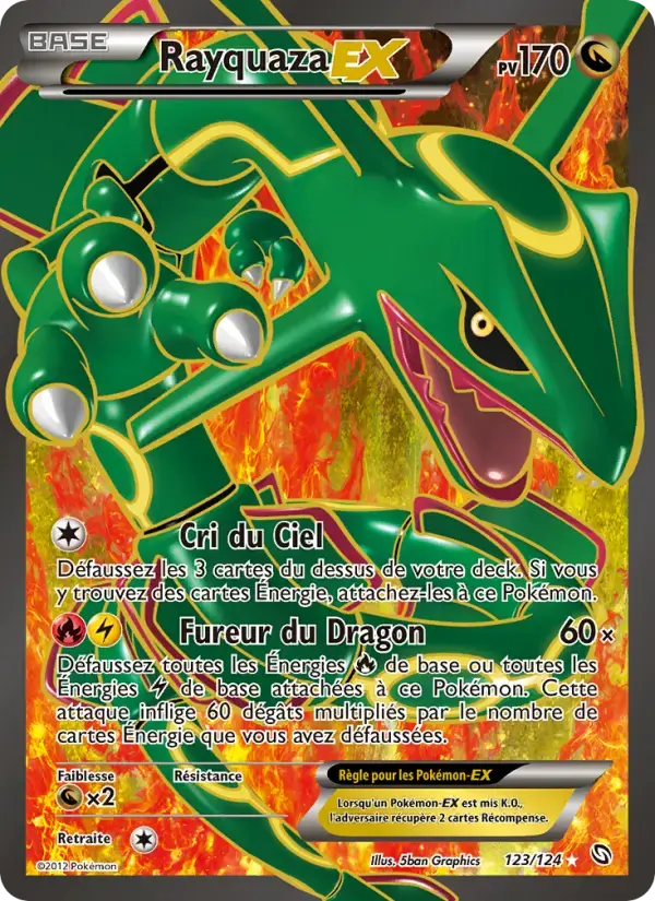 Carte Pokémon Rayquaza-EX #123 — Dragons Exaltés
