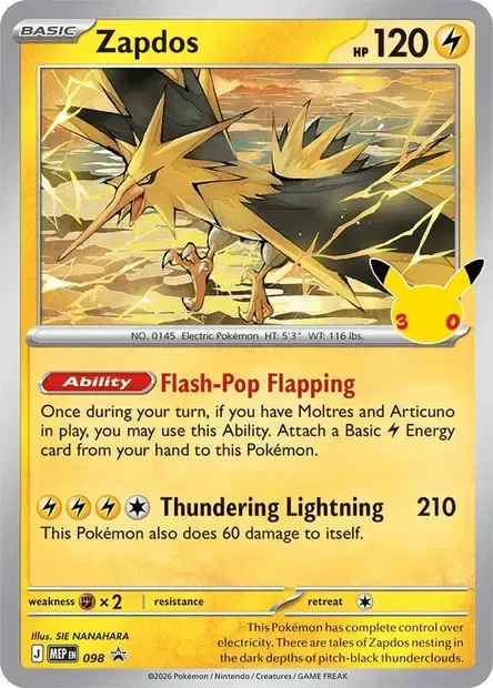 Zapdos #098 — Mega Evolution Promos