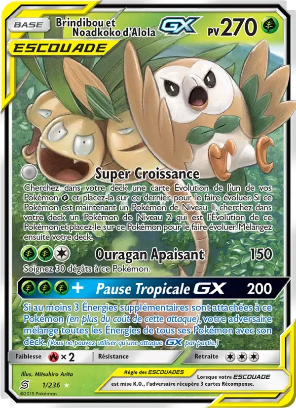 Carte Pokémon Brindibou et Noadkoko d’Alola GX #1 — Harmonie des Esprits
