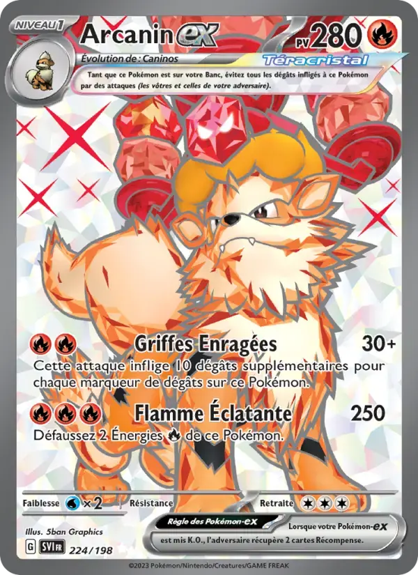 Carte Pokémon Arcanin-ex #224 — Écarlate et Violet