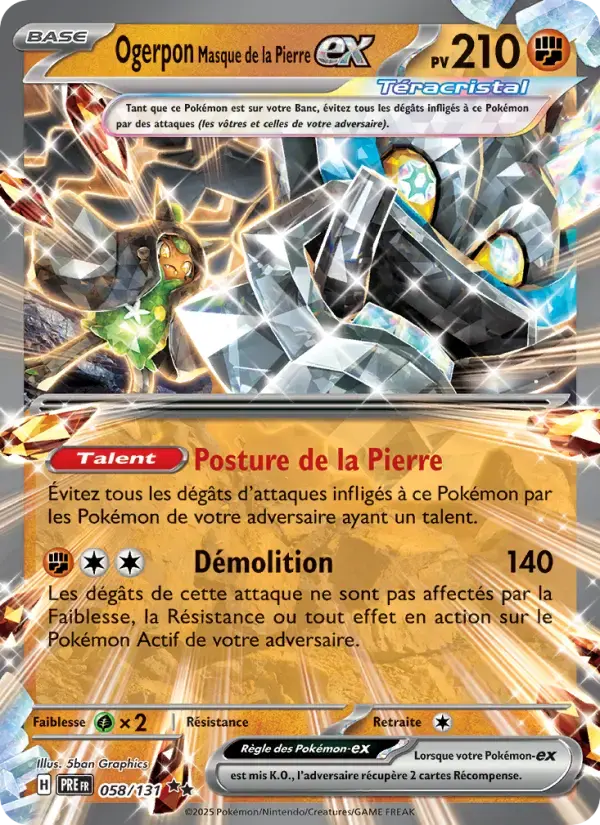Carte Pokémon Ogerpon Masque de la Pierre-ex #058 — Évolutions Prismatiques