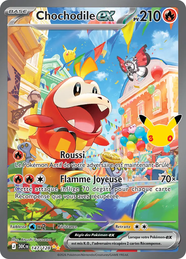 Carte Pokémon Chochodile-ex #147 — 30ᵉ Anniversaire