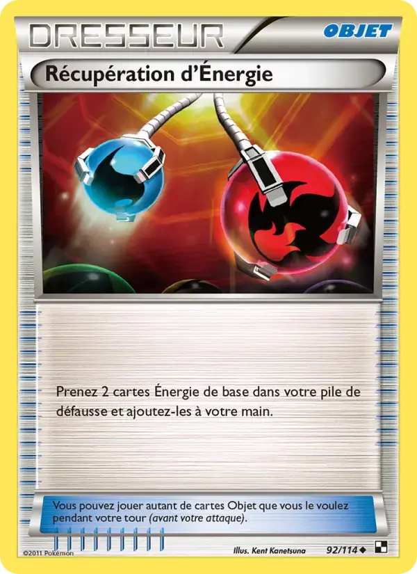 Carte Pokémon Récupération d’Énergie #92 — Noir et Blanc