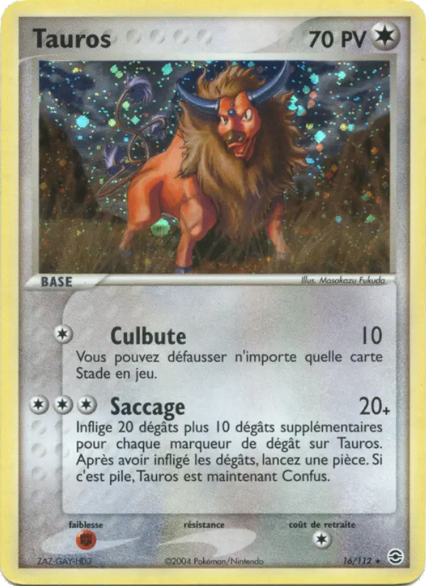Carte Pokémon Tauros #16 — Rouge Feu & Vert Feuille