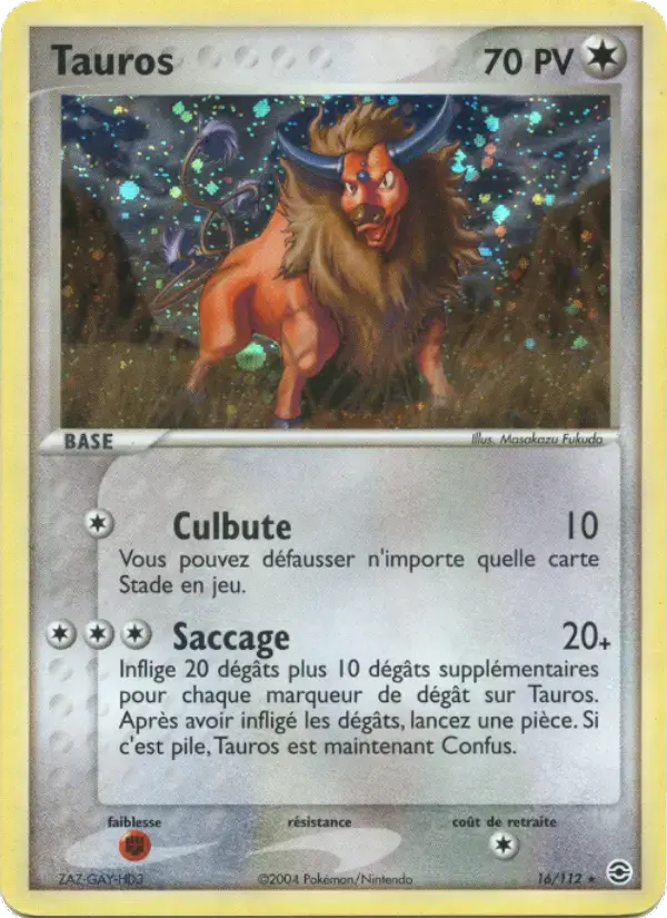Carte Pokémon Tauros #16 — Rouge Feu & Vert Feuille