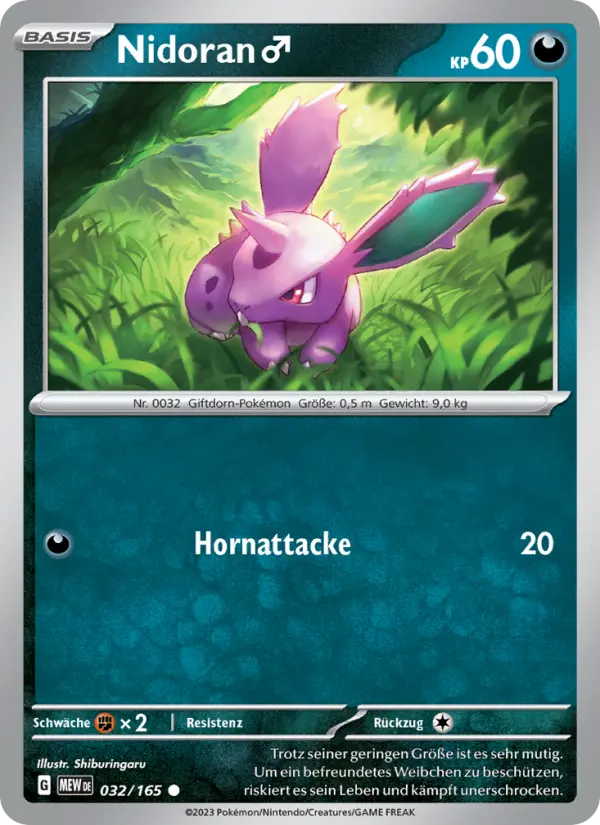 Carte Pokémon Nidoran♂ #032 — Pokémon 151