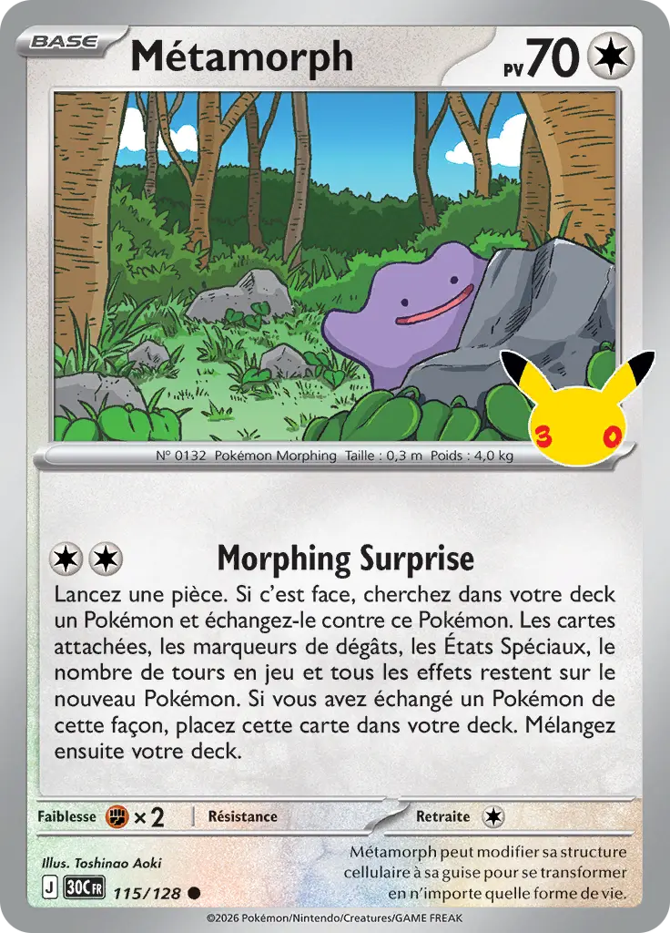 Carte Pokémon Métamorph #115 — 30ᵉ Anniversaire