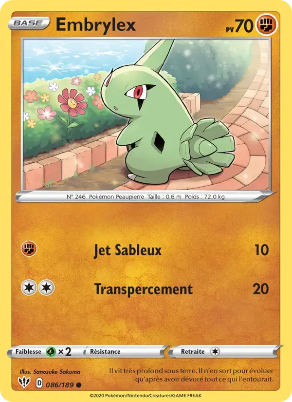 Carte Pokémon Embrylex #86 — Ténèbres Embrasées