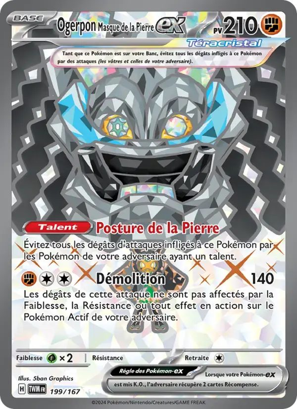 Carte Pokémon Ogerpon Masque de la Pierre-ex #199 — Mascarade Crépusculaire
