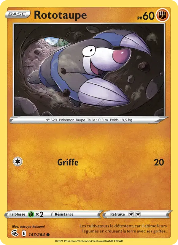 Carte Pokémon Rototaupe #147 — Poing de Fusion