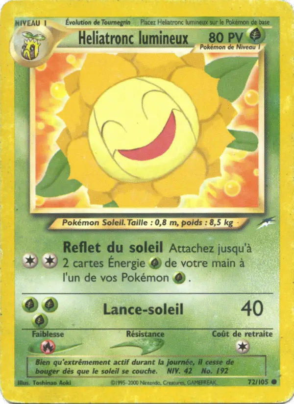 Carte Pokémon Heliatronc lumineux #72 — Neo Destiny