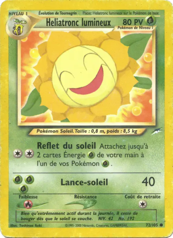 Carte Pokémon Heliatronc lumineux #72 — Neo Destiny