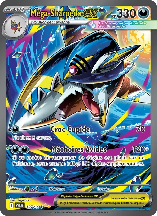 Carte Pokémon Méga-Sharpedo-ex #127 — Flammes Fantasmagoriques
