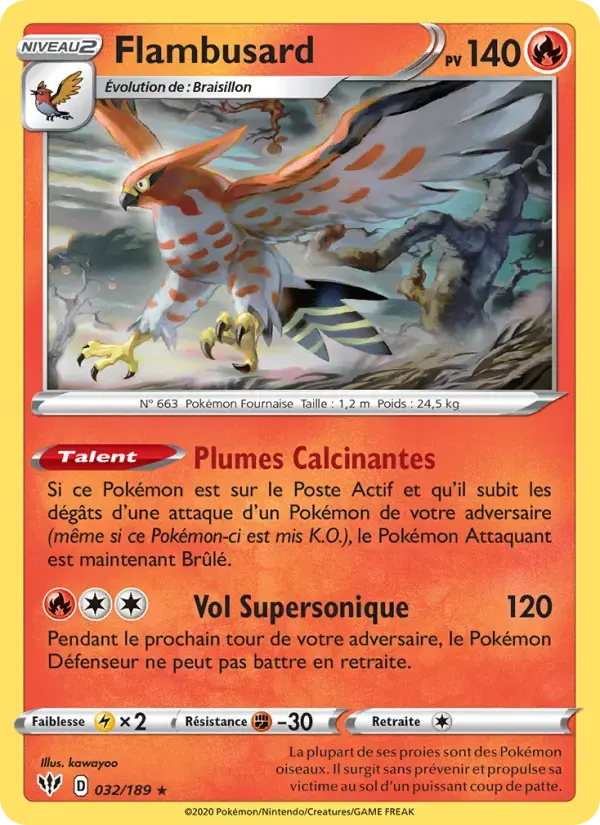 Carte Pokémon Flambusard #32 — Ténèbres Embrasées