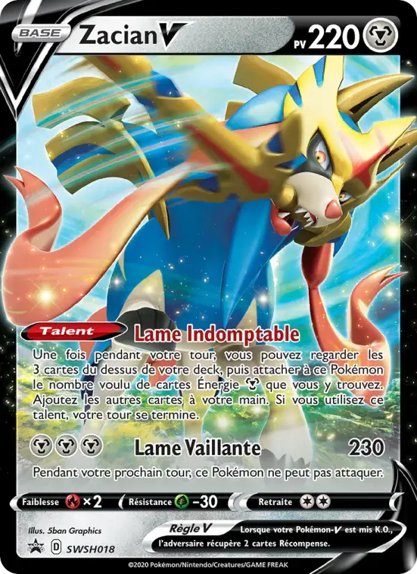 Carte Pokémon Zacian V #SWSH018 — Promos Épée et Bouclier