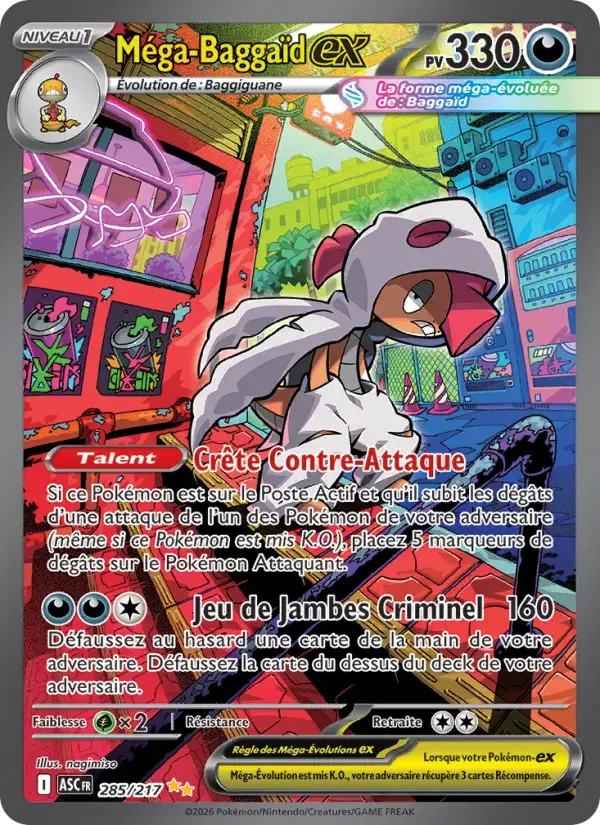 Carte Pokémon Méga-Baggaïd-ex #285 — Héros Transcendants