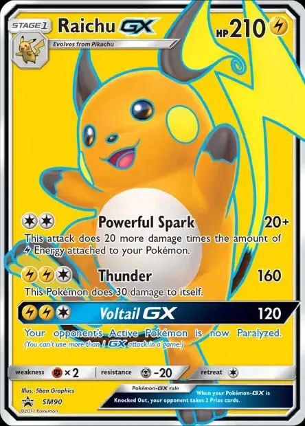 Carte Pokémon Raichu-GX #SM90 — Jumbo