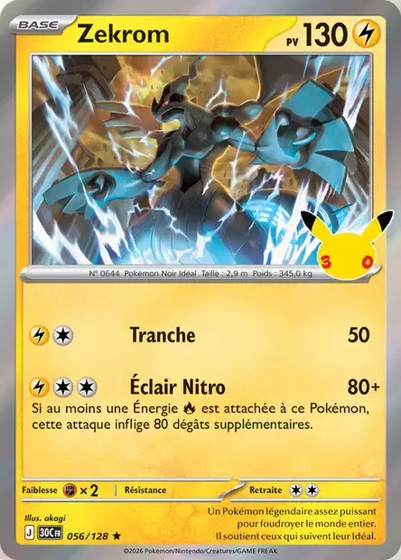 Carte Pokémon Zekrom #056 — 30ᵉ Anniversaire