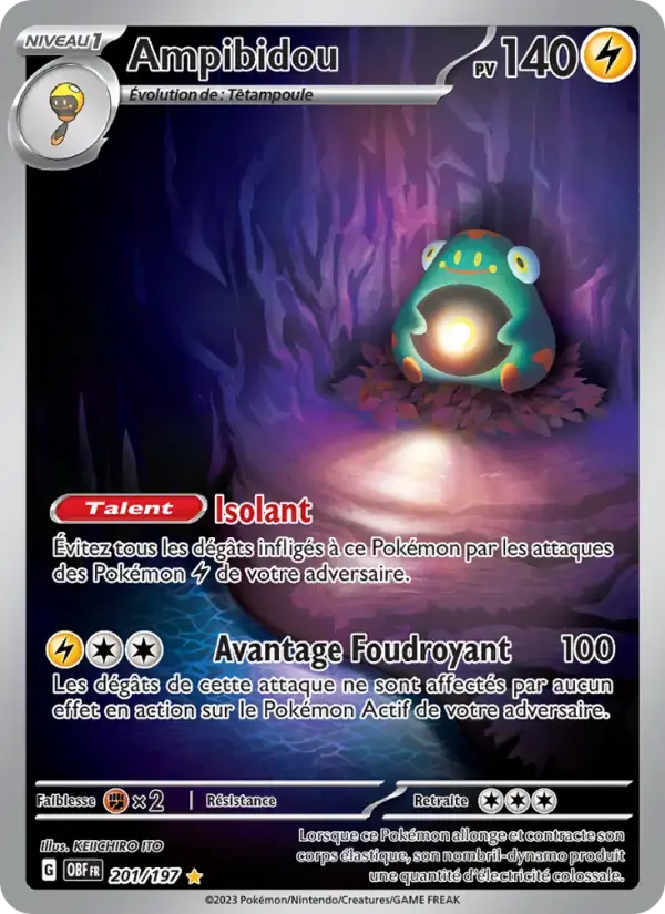 Carte Pokémon Ampibidou #201 — Flammes Obsidiennes