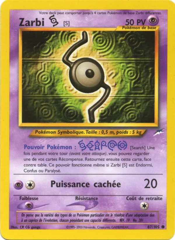 Carte Pokémon Zarbi S #87 — Neo Destiny