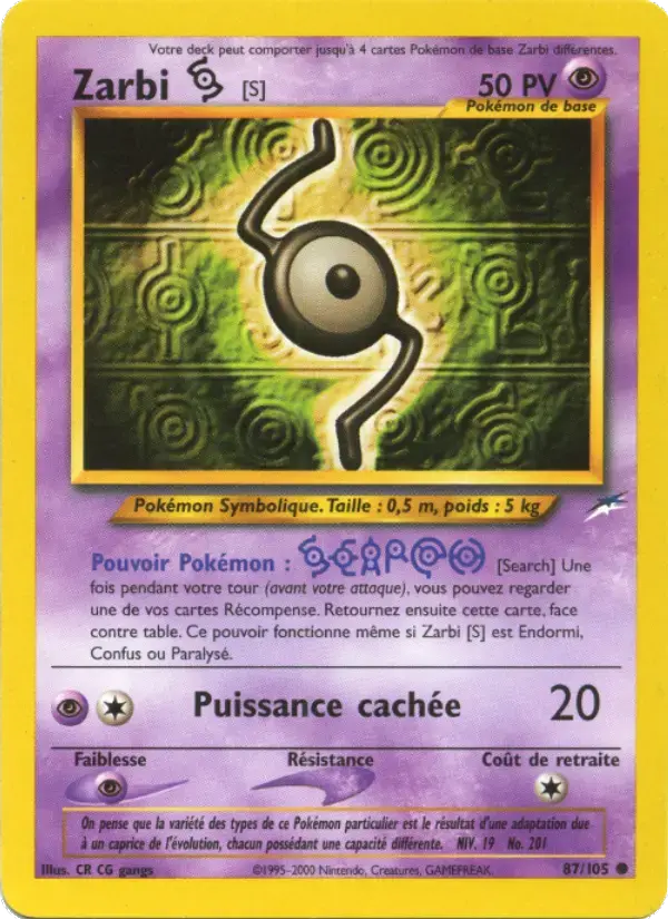 Carte Pokémon Zarbi S #87 — Neo Destiny
