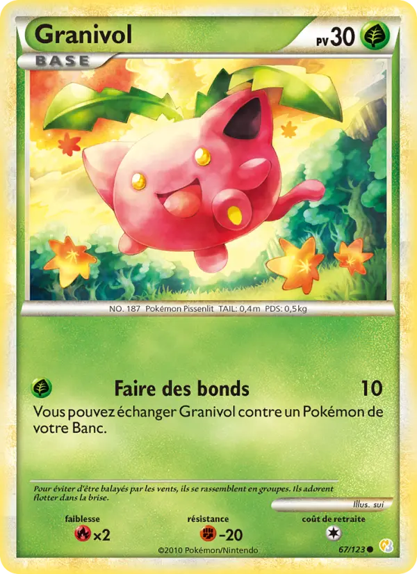Carte Pokémon Granivol #67 — HeartGold SoulSilver