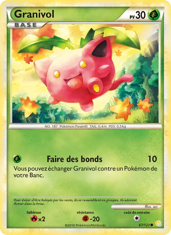 Carte Pokémon Granivol #67 — HeartGold SoulSilver
