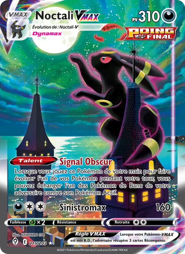 Carte Pokémon Noctali VMAX #215 — Évolution Céleste