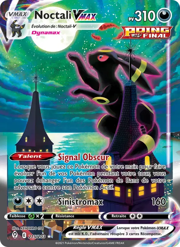 Carte Pokémon Noctali VMAX #215 — Évolution Céleste