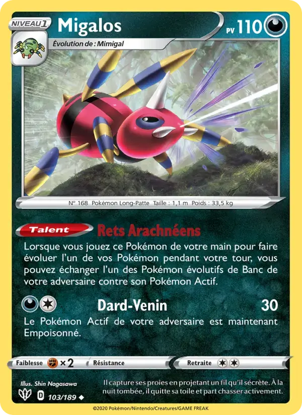 Carte Pokémon Migalos #103 — Ténèbres Embrasées