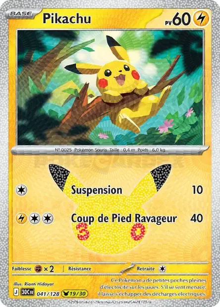 Carte Pokémon Pikachu #041 — 30ᵉ Anniversaire
