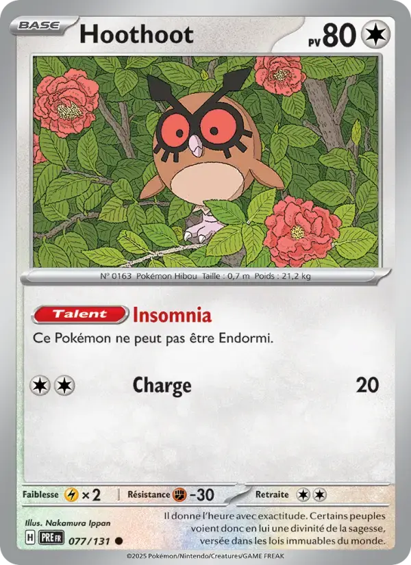 Carte Pokémon Hoothoot #077 — Évolutions Prismatiques