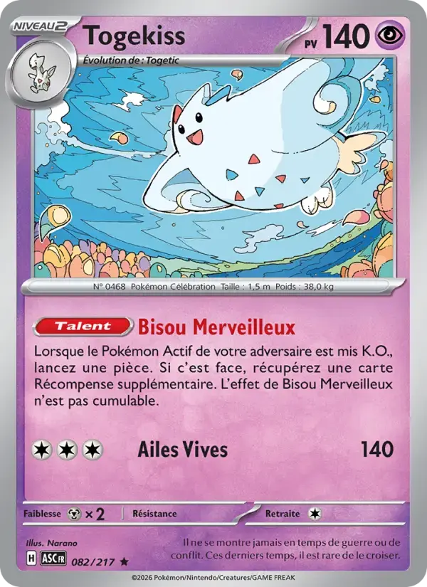 Carte Pokémon Togekiss #082 — Héros Transcendants