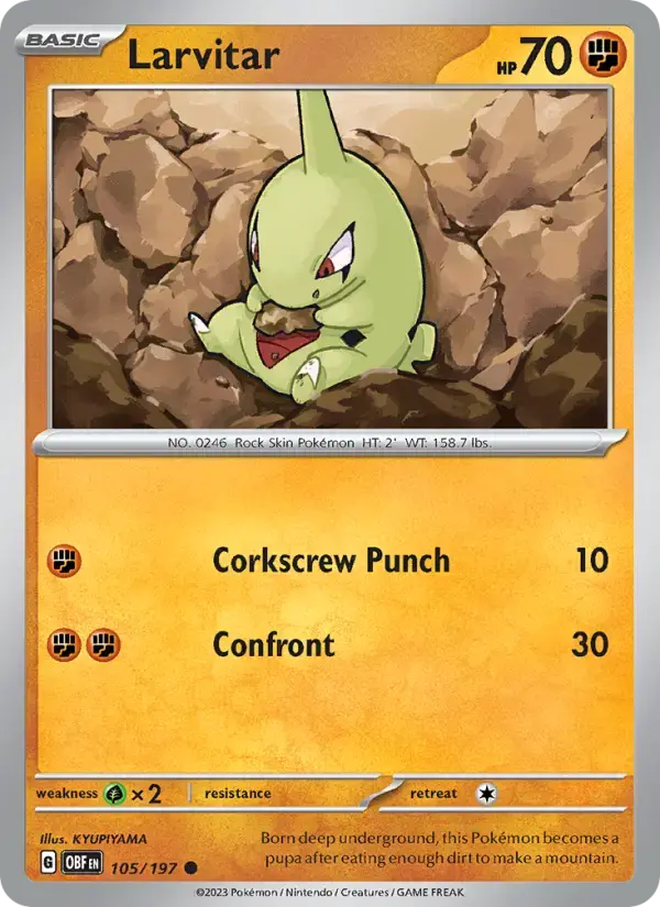 Larvitar #105 — Obsidian Flames