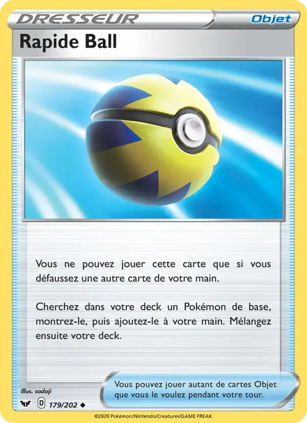 Carte Pokémon Rapide Ball #179 — Épée et Bouclier