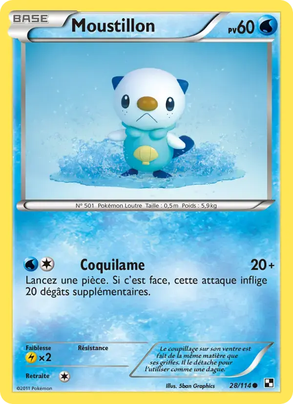 Carte Pokémon Moustillon #28 — Noir et Blanc