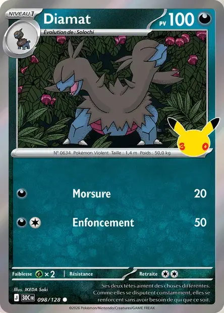 Carte Pokémon Diamat #098 — 30ᵉ Anniversaire