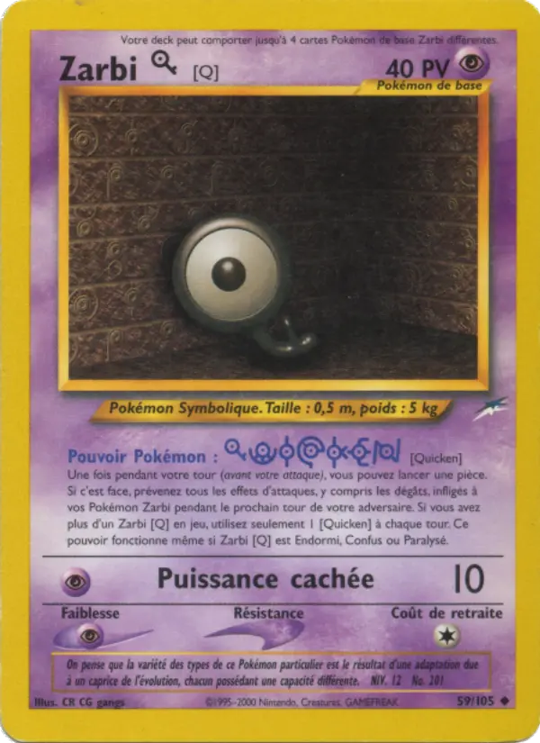 Carte Pokémon Zarbi Q #59 — Neo Destiny