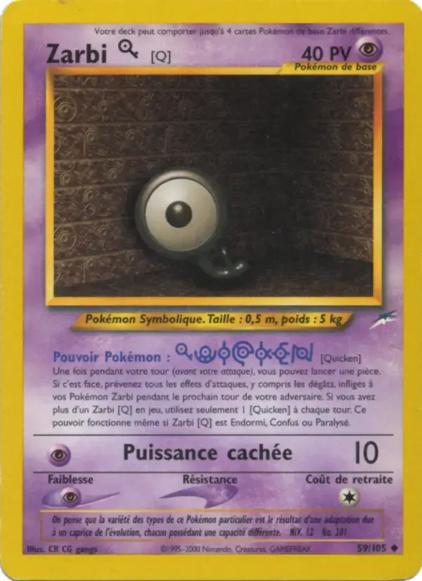 Carte Pokémon Zarbi Q #59 — Neo Destiny