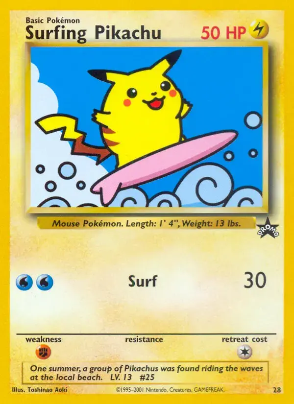 Carte Pokémon Pikachu surfeur #28 — Promos Wizards