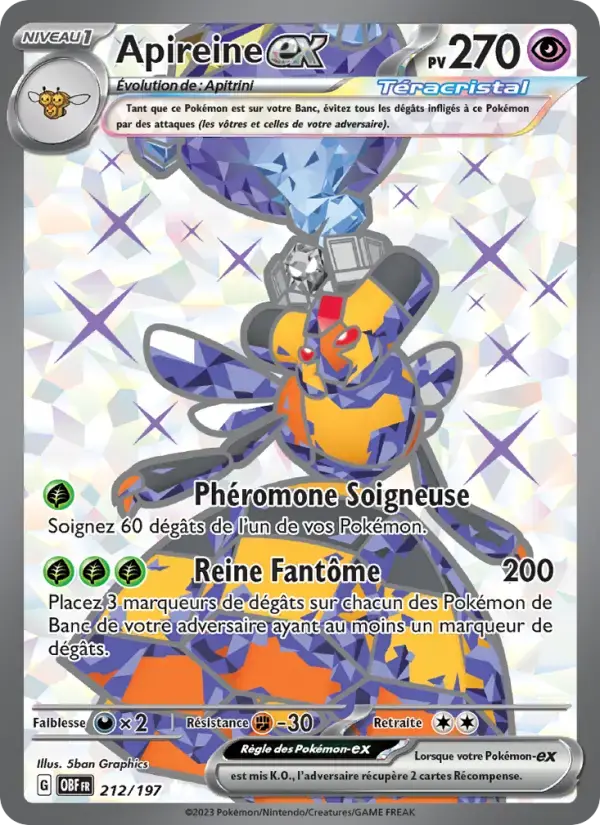 Carte Pokémon Apireine-ex #212 — Flammes Obsidiennes