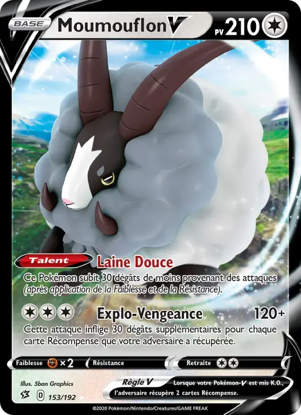 Carte Pokémon Moumouflon V #153 — Clash des Rebelles