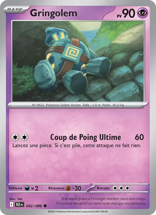 Carte Pokémon Gringolem #042 — Foudre Noire