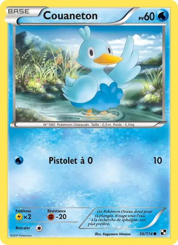 Carte Pokémon Couaneton #36 — Noir et Blanc