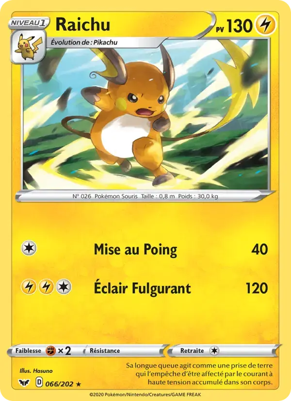 Carte Pokémon Raichu #66 — Épée et Bouclier