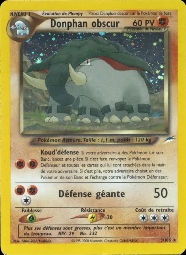 Carte Pokémon Donphan obscur #3 — Neo Destiny